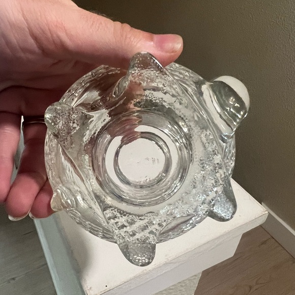 Vintage Avon Pressed Crystal Glass Turtle Tea Light Votive Candle Holder - Picture 5 of 8